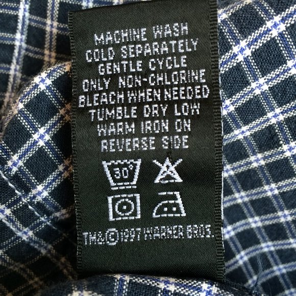 VTG 1997 Looney Tunes The Taz Mens Button Front Shirt XL Blue Golf Long Sleeve - Picture 9 of 11